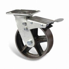 Cast Iron Caster with Zinc-plated Housing and Roller Bearing